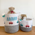Little Cars - Grey Rope Personalised Storage Basket